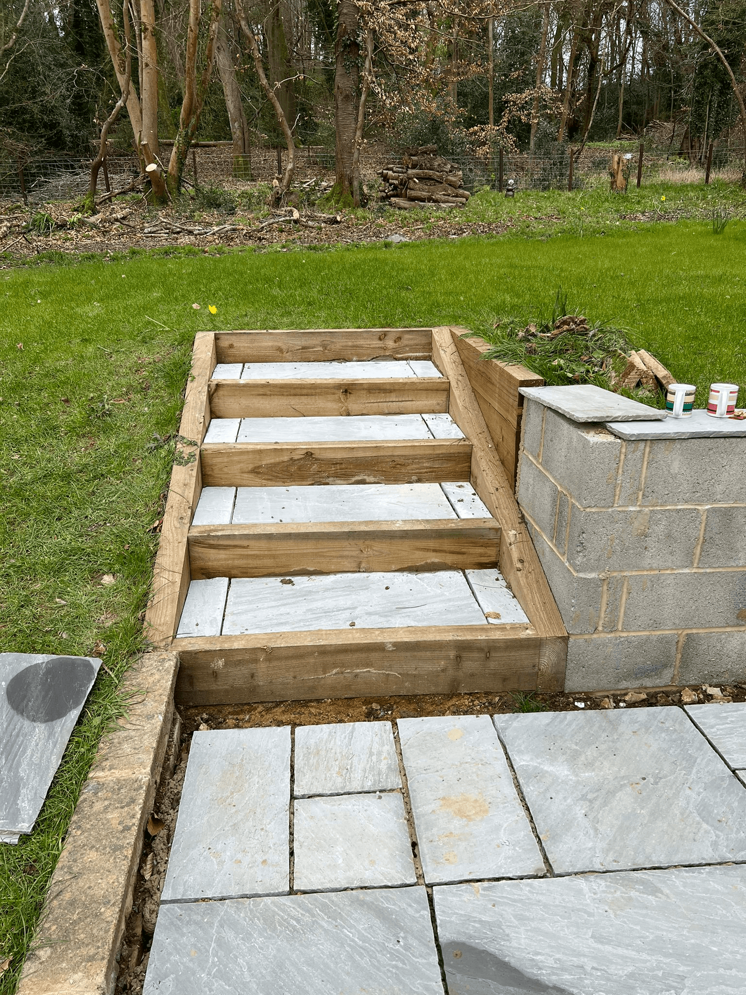 Natural stone steps and patio work